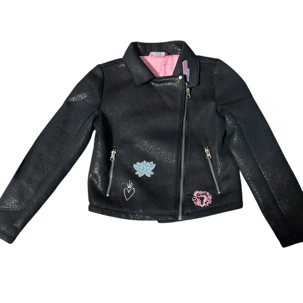 KIDS DISNEY PRINCESS METALLIC MOTO JACKET WITH APPLIQUES/SIZE: 7/8